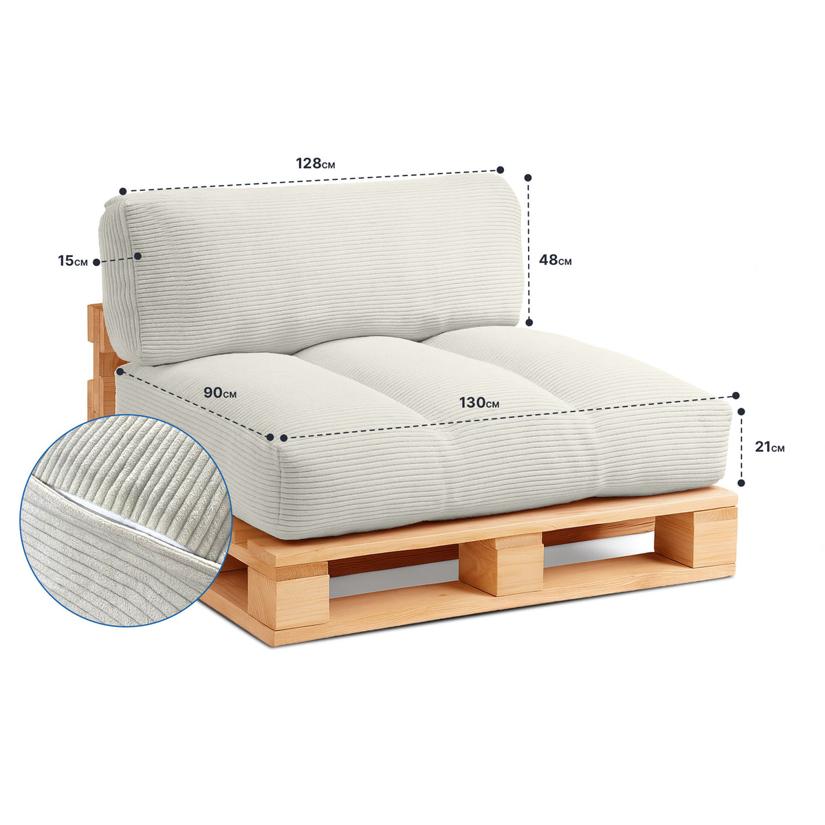 Cuscino per pallet in velluto a coste – Cuscino da seduta