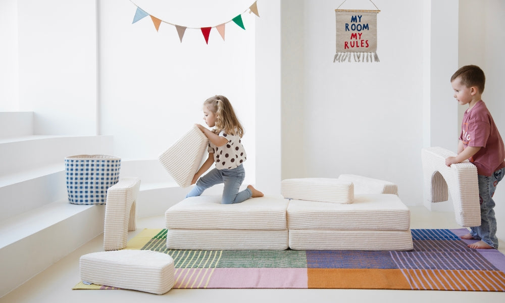 Divano da gioco per bambini – Set di 10 pezzi per area notte e gioco - KomfortKissen.de