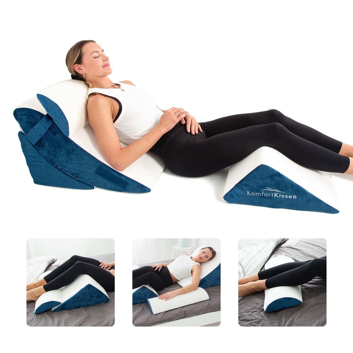 Cuscino ergonomico 4 in 1 a cuneo – Per schiena, gambe, ginocchia e collo